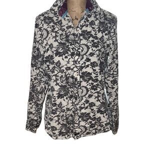 New Brazillian Nick (it) Casual Long Sleeve Floral Button Down Men’s Top Small